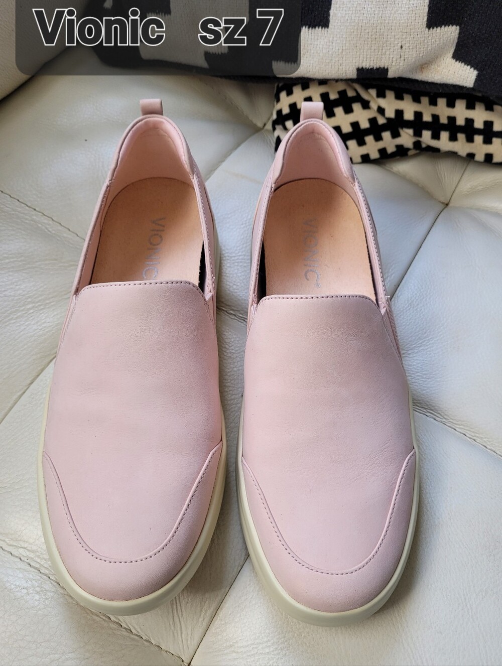 New Vionic Leather Slip-On Women's Sneakers — Pink